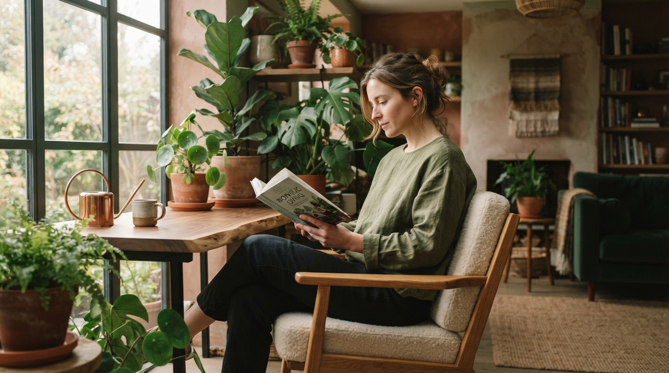 Editorial illustration for How to Apply Biophilic Design for a Calmer, More Focused Home