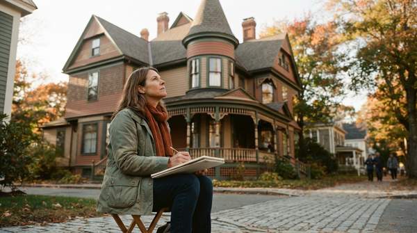 Editorial illustration for Identifying American Queen Anne Houses by Massing Forms and Key Features